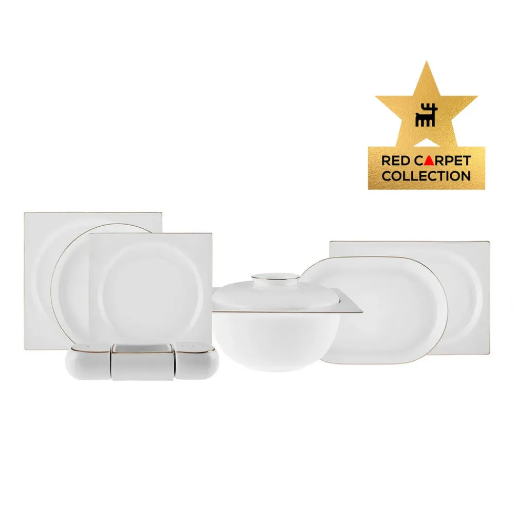 Karaca Fine Pearl Extra Nish 62-Teiliges 12-Personen Geschirrset Gold Hot
