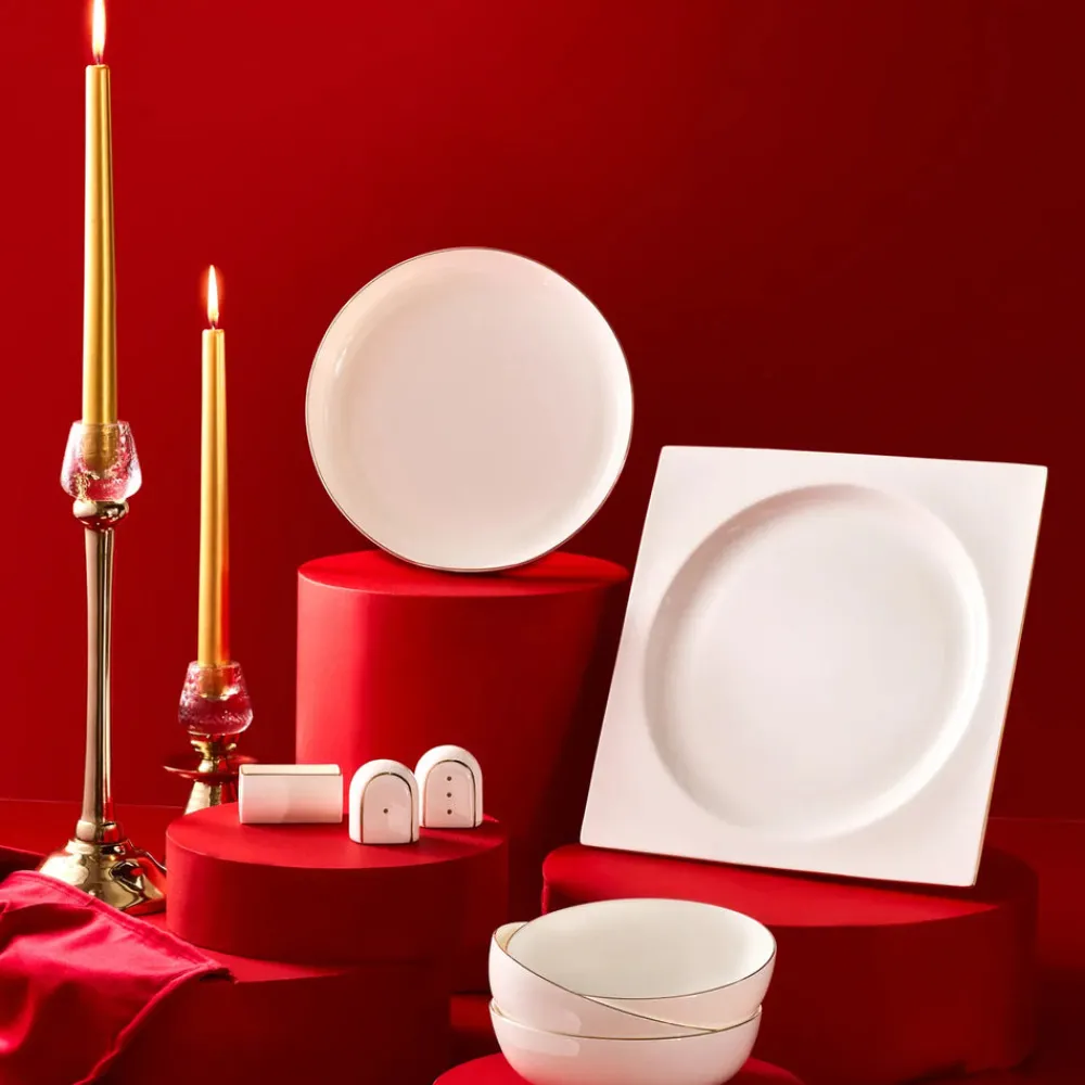 Karaca Fine Pearl Extra Nish 62-Teiliges 12-Personen Geschirrset Gold Hot
