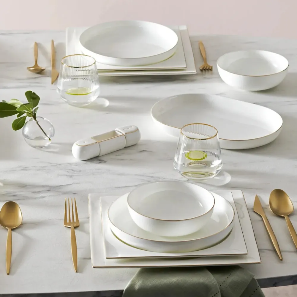 Karaca Fine Pearl Extra Nish 62-Teiliges 12-Personen Geschirrset Gold Hot