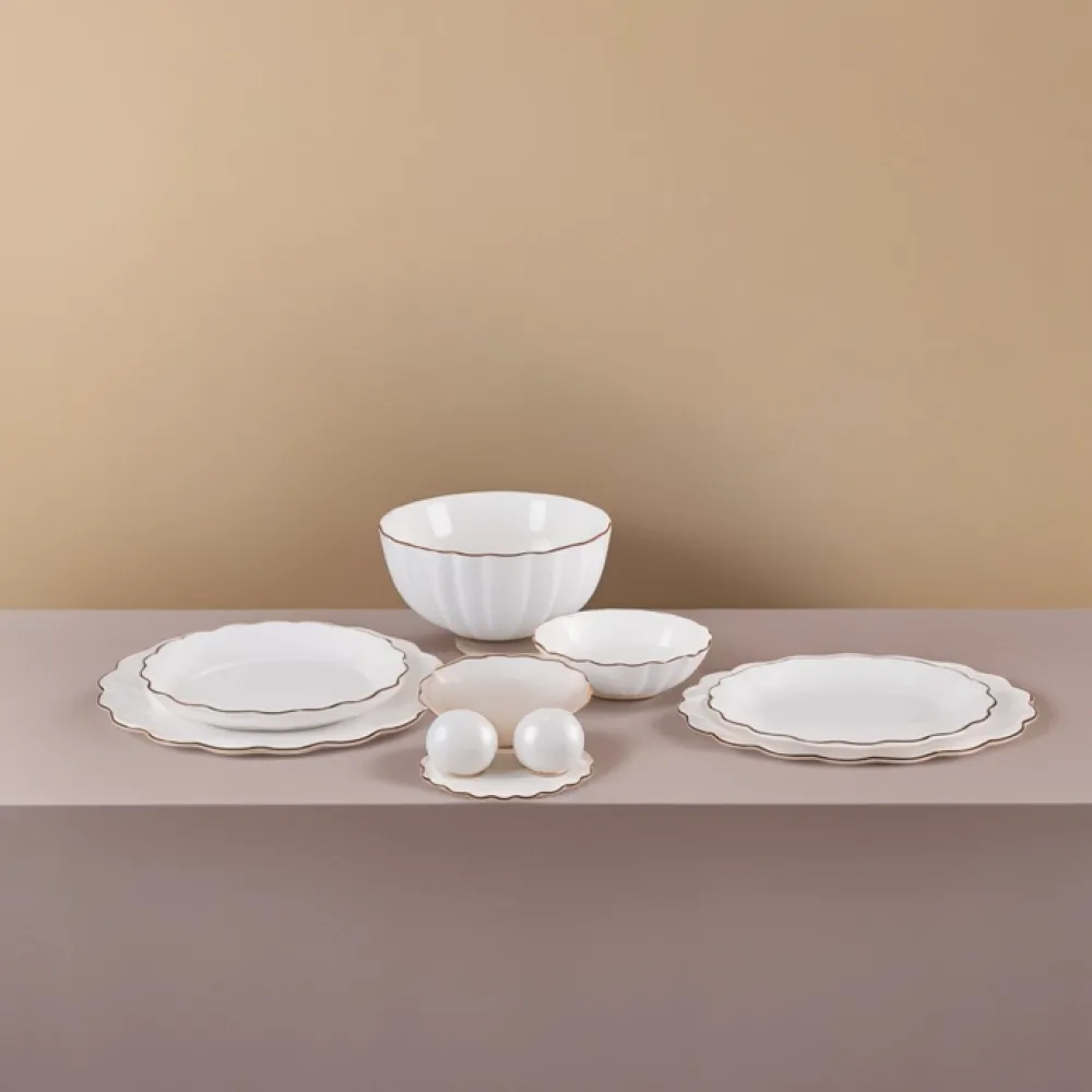 Karaca Fine Pearl Extra Shell 58 Stück 12 Sitzer Dinner Set Gold New