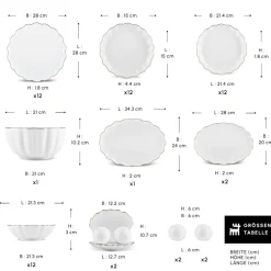 Karaca Fine Pearl Extra Shell 58 Stück 12 Sitzer Dinner Set Gold New