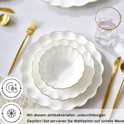 Karaca Fine Pearl Extra Shell 58 Stück 12 Sitzer Dinner Set Gold New