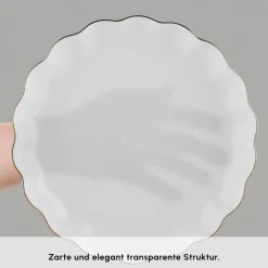 Karaca Fine Pearl Extra Shell 58 Stück 12 Sitzer Dinner Set Gold New