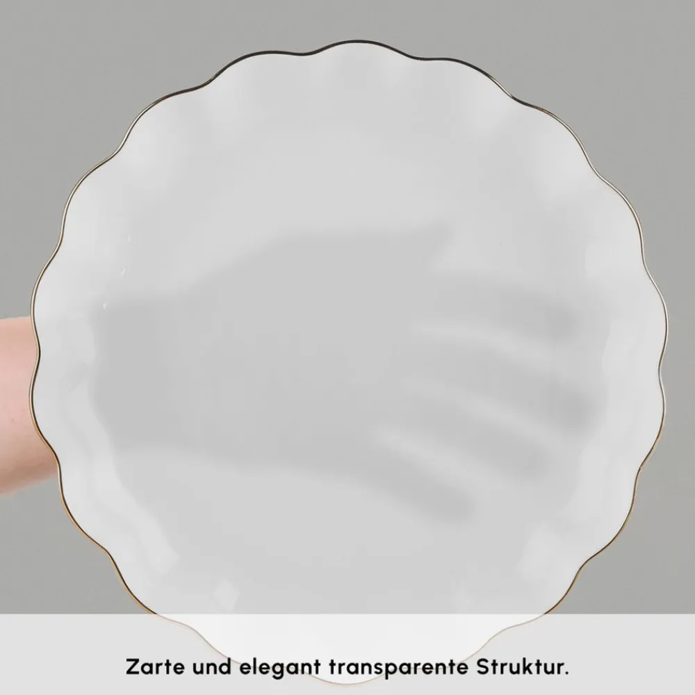 Karaca Fine Pearl Extra Shell 58 Stück 12 Sitzer Dinner Set Gold New