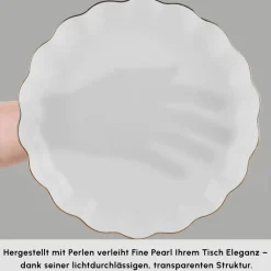 Karaca Fine Pearl Extra Shell 55-teiliges 12-Personen Geschirrset Gold
