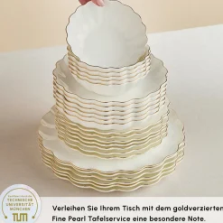 Karaca Fine Pearl Extra Shell 55-teiliges 12-Personen Geschirrset Gold