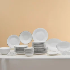 Karaca Fine Pearl Fame 58-teiliges Tafelservice für 12 Personen, Platin Platın