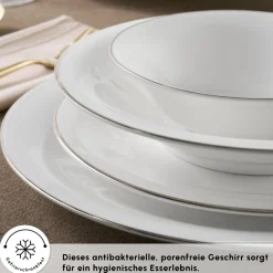 Karaca Fine Pearl Fame 58-teiliges Tafelservice für 12 Personen, Platin Platın
