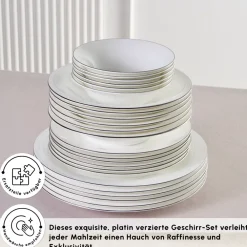 Karaca Fine Pearl Fame 58-teiliges Tafelservice für 12 Personen, Platin Platın