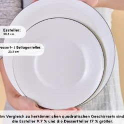 Karaca Fine Pearl Fame 58-teiliges Tafelservice für 12 Personen, Platin Platın