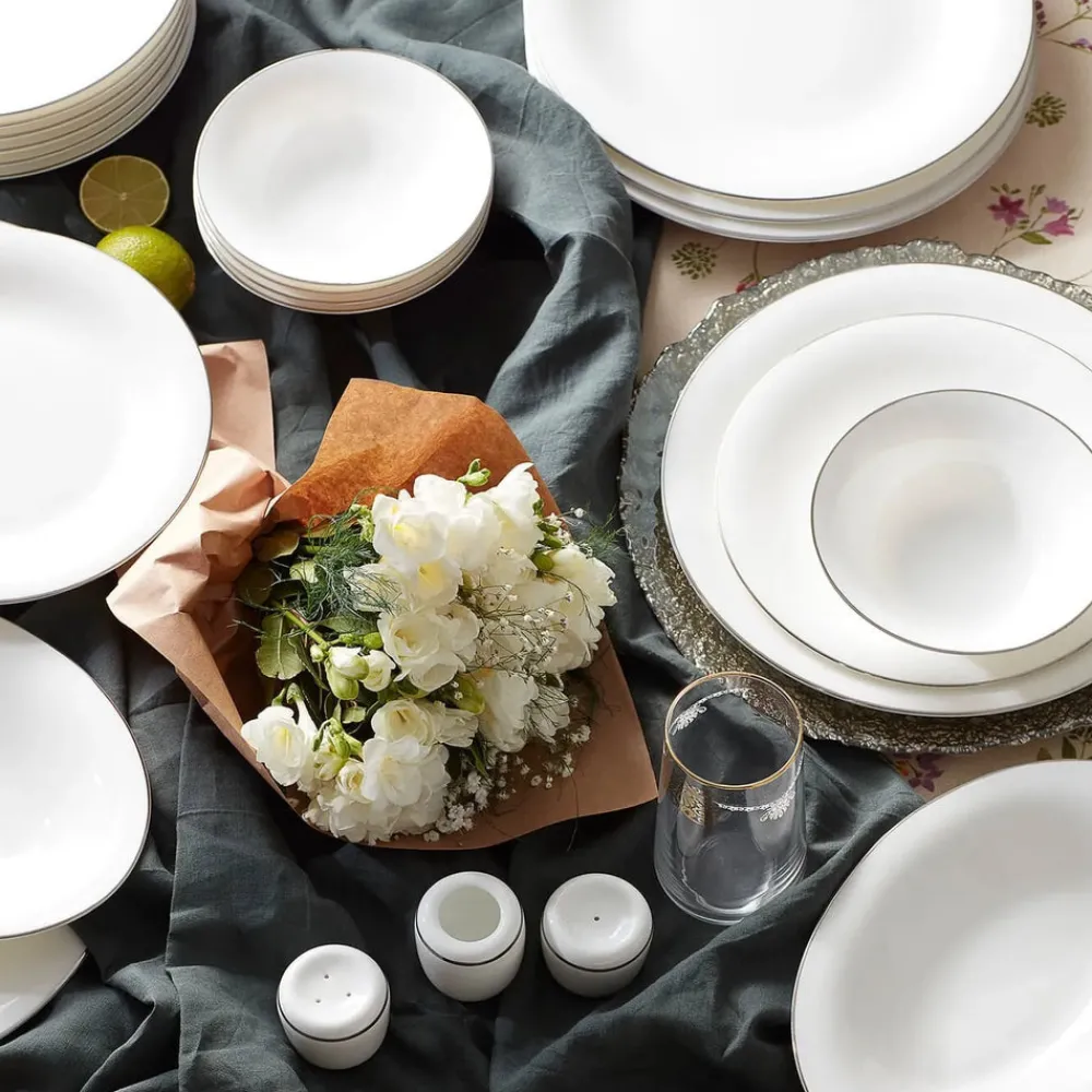 Karaca Fine Pearl Fame 58-teiliges Premium Tafelservice-Set für 12 Personen Platın