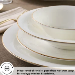 Karaca Fine Pearl Fame 58-teiliges Tafelservice für 12 Personen, Gold Best