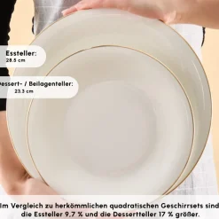 Karaca Fine Pearl Fame 58-teiliges Tafelservice für 12 Personen, Gold Best