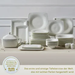 Karaca Fine Pearl Helen 58-teiliges Tafelservice für 12 Personen – Eckiges Perlendesign Weıß01 Discount