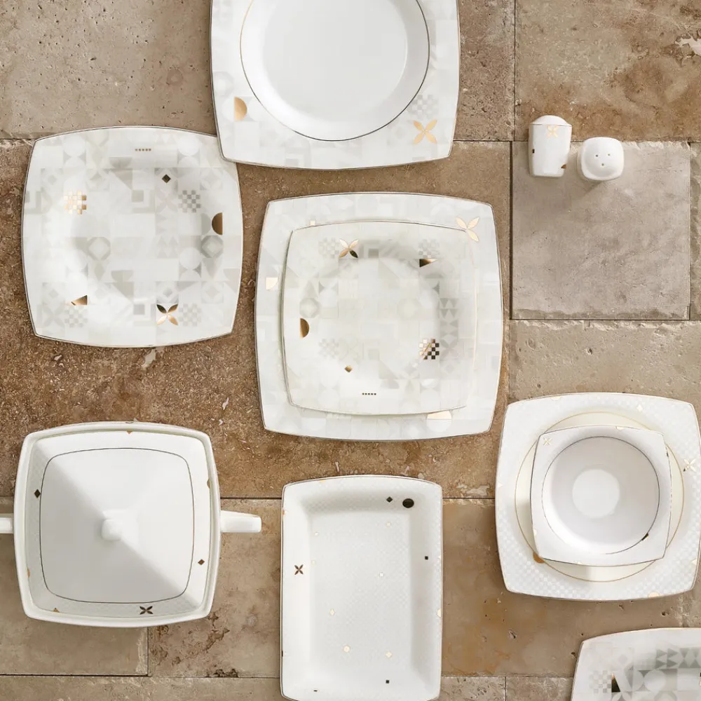 Karaca Fine Pearl Lyria 62-teiliges Geschirrset für 12 Personen Multıfarben Clearance