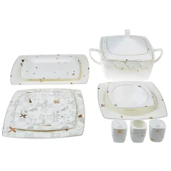 Karaca Fine Pearl Lyria 62-teiliges Geschirrset für 12 Personen Multıfarben Clearance