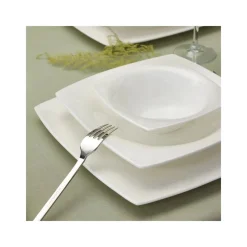 Karaca Fine Pearl Melita 62-teiliges Pearl Geschirrset für 12 Personen Quadratisch Weıß01 New