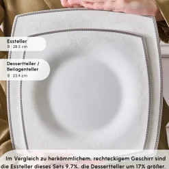 Karaca Fine Pearl Neklus 58-Teiliges 12-Personen Geschirrset Platin Gold Hot