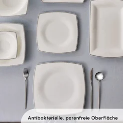 Karaca Fine Pearl Neklus 58-Teiliges 12-Personen Geschirrset Platin Gold Hot