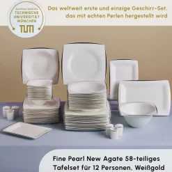 Karaca Fine Pearl New Agate 58-Teiliges 12-Personen Geschirrset Gold Hot