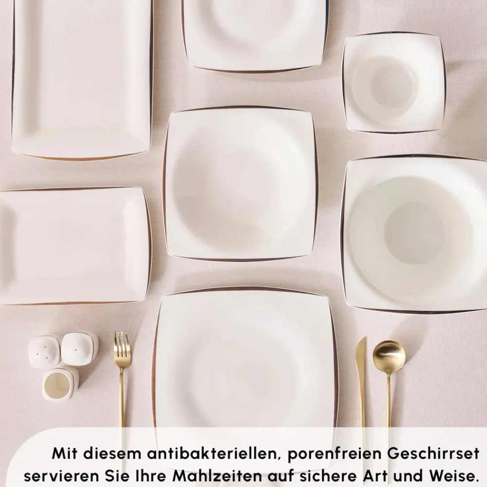 Karaca Fine Pearl New Agate 58-Teiliges 12-Personen Geschirrset Gold Hot