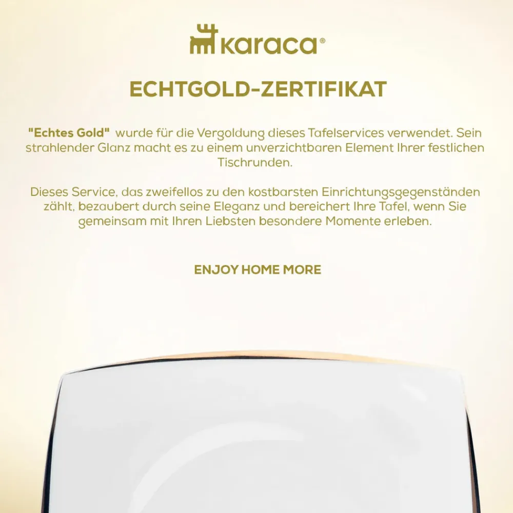 Karaca Fine Pearl New Agate 58-Teiliges 12-Personen Geschirrset Gold Hot