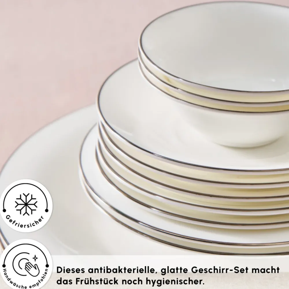 Karaca Fine Pearl New Fame Frühstücksset für 6 Personen, 26-teilig – Platin Platın New