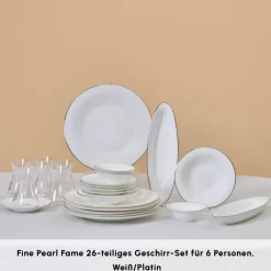Karaca Fine Pearl New Fame Frühstücksset für 6 Personen, 26-teilig – Platin Platın New