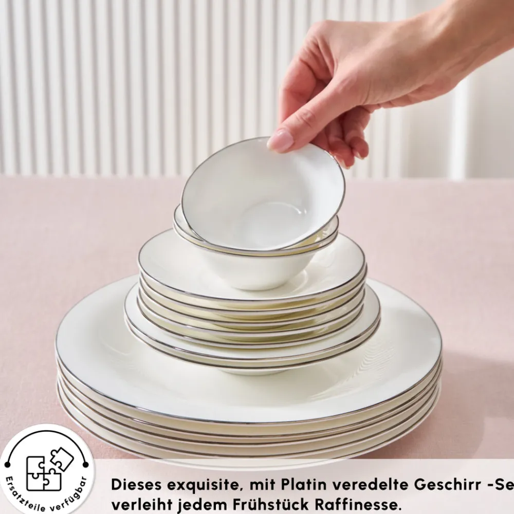 Karaca Fine Pearl New Fame Frühstücksset für 6 Personen, 26-teilig – Platin Platın New