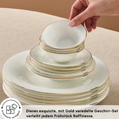 Karaca Fine Pearl New Fame Frühstücksset für 6 Personen, 26-teilig – Gold