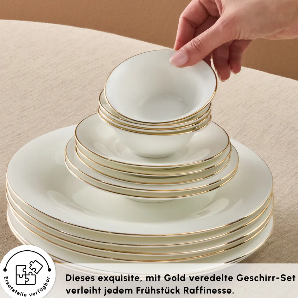Karaca Fine Pearl New Fame Frühstücksset für 6 Personen, 26-teilig – Gold