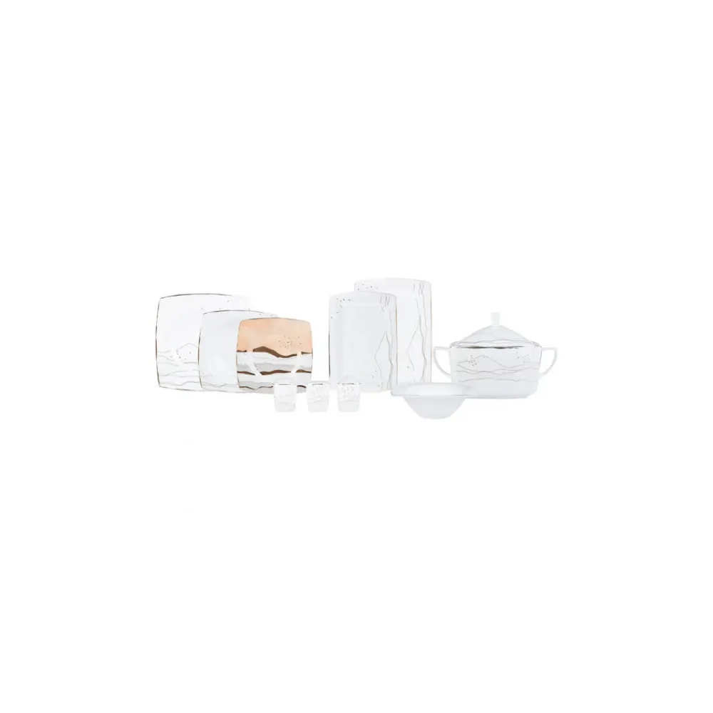 Karaca Fine Pearl Ocaso 12-Personen 62-Stück Black Pearl Geschirrset/Tafelservice Orange01 Discount