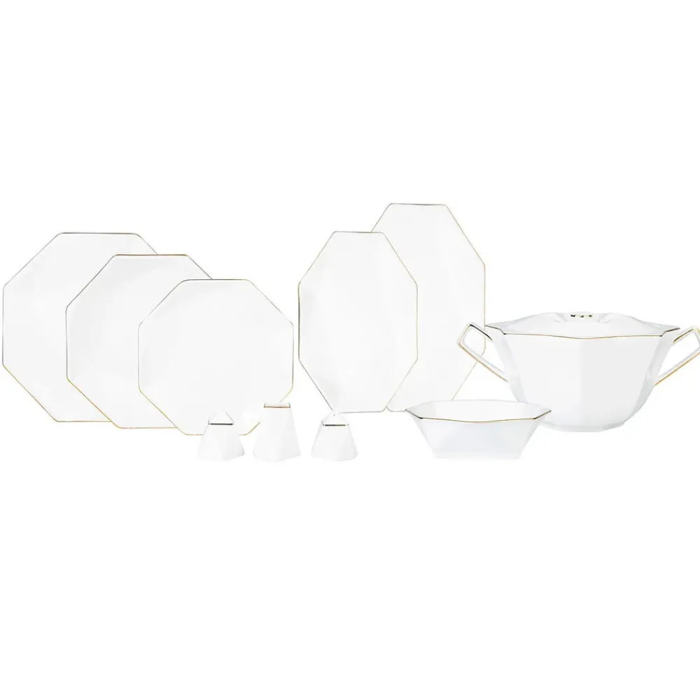 Karaca Fine Pearl Quarz Tafelservice-Set -62- teilig für 12 Personen Gold Hot