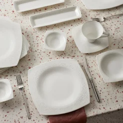 Karaca Fine Pearl Roma 26-Teiliges 6-Personen Frühstücksset Quadrat Weıß01 Outlet