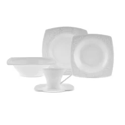 Karaca Fine Pearl Roma 26-Teiliges 6-Personen Frühstücksset Quadrat Weıß01 Outlet