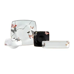 Karaca Fine Pearl Unique 14-teiliges quadratisches Frühstücksset und Servierschalen für 6 Personen Multıfarben Discount