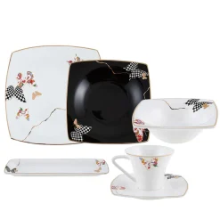 Karaca Fine Pearl Unique 26 Pieces Pearl Breakfast and Serveware Set Square, for 6 Person Multıcolor Discount