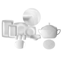 Karaca Fine Pearl Valentina 62 Pieces Pearl Dinnerware Square, Service for 12 Whıte01 Sale