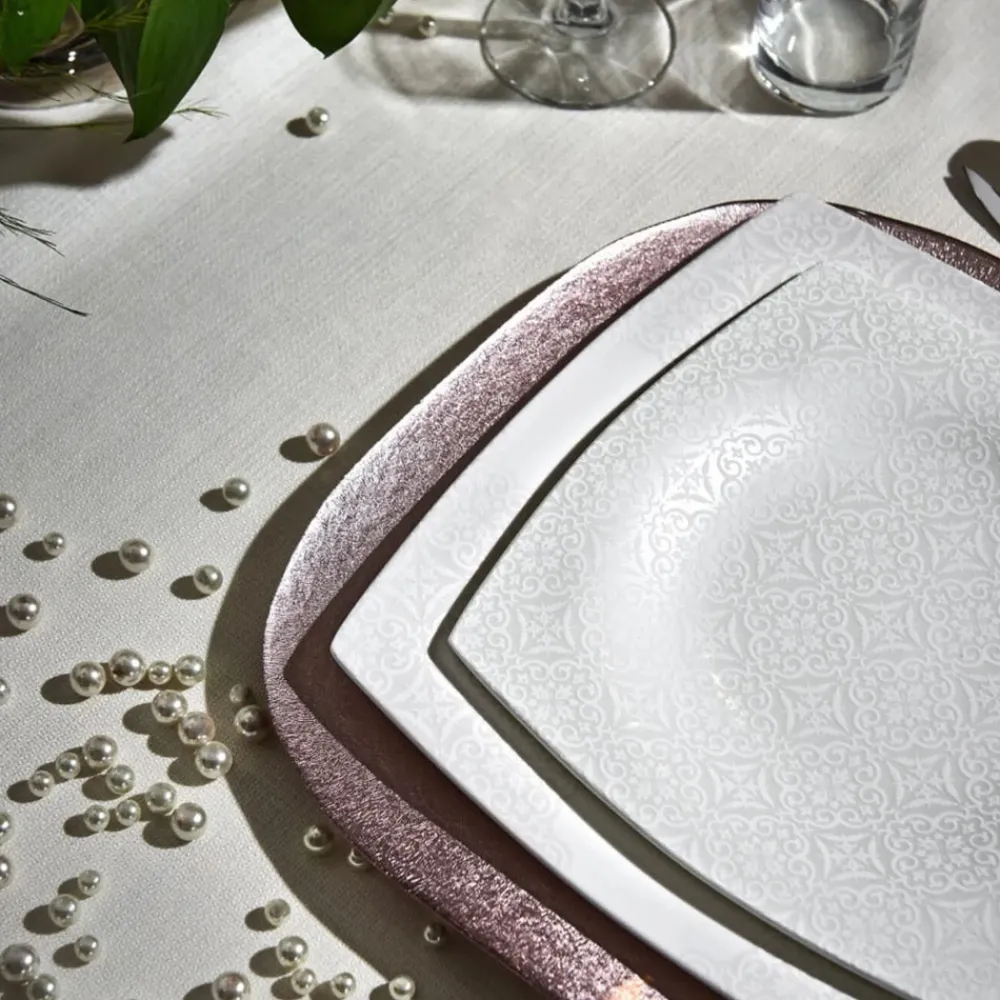 Karaca Fine Pearl Valentina 62 Pieces Pearl Dinnerware Square, Service for 12 Whıte01 Sale