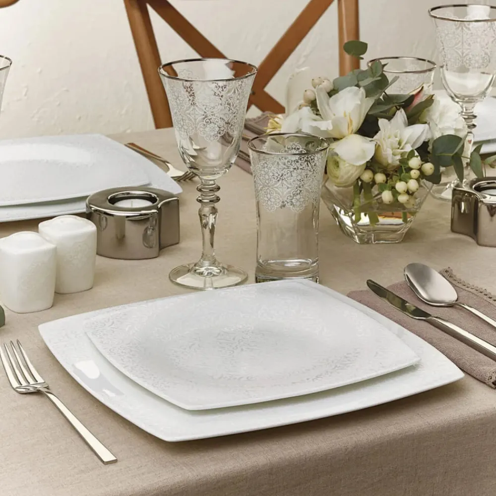 Karaca Fine Pearl Valentina 62 Pieces Pearl Dinnerware Square, Service for 12 Whıte01 Sale