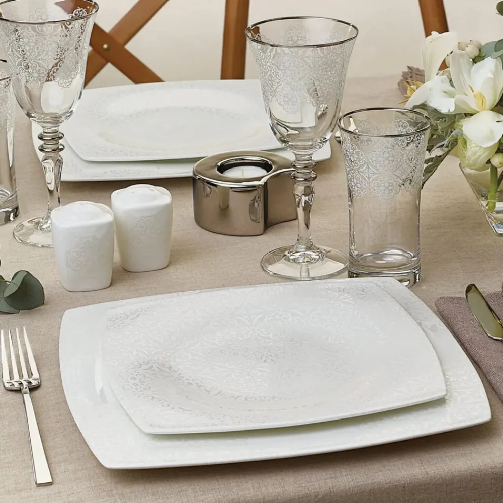 Karaca Fine Pearl Valentina 62 Pieces Pearl Dinnerware Square, Service for 12 Whıte01 Sale