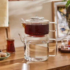 Karaca Flache Borosilikatglas-Teekanne Farblös Outlet
