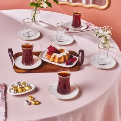 Karaca Fleur 12-Teiliges 6-Personen Tee-Set Gold New