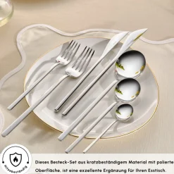 Karaca Focus 84-teiliges Besteckset für 12 Personen Mit Box Platın New