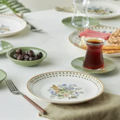 Karaca Foliage 25 Teile für 6 Personen Porzellan Frühstück/Service Set Multıfarben New