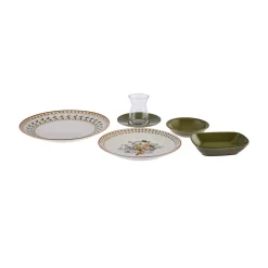 Karaca Foliage 25 Teile für 6 Personen Porzellan Frühstück/Service Set Multıfarben New