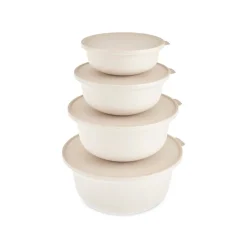 Karaca Forbs 4-teiliges 2 in 1 Aufbewahrungsbehälter-Set, Creme Creme01 Outlet