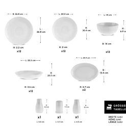 Karaca Forever Bone Artiste 53-Teiliges 12-Personen Geschirrsett Beyaz Hot