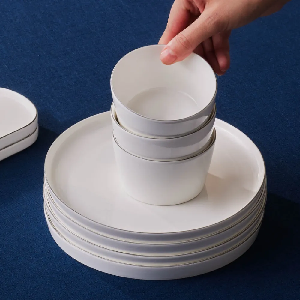 Karaca Forever Bone Bomo 22-teiliges Frühstücksset für 6 Personen – Platin Best