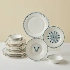 Karaca Forever Bone China Iznik 24-teiliges Tafelservice für 6 Personen, Mehrfarbig Clearance